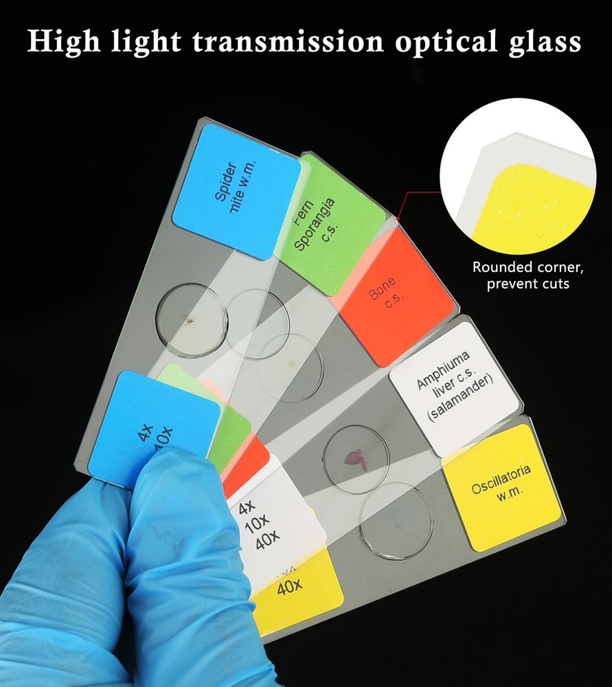 120 Microscope Slides with Specimens Set, Lab-Prepared Microscope Slides for ...