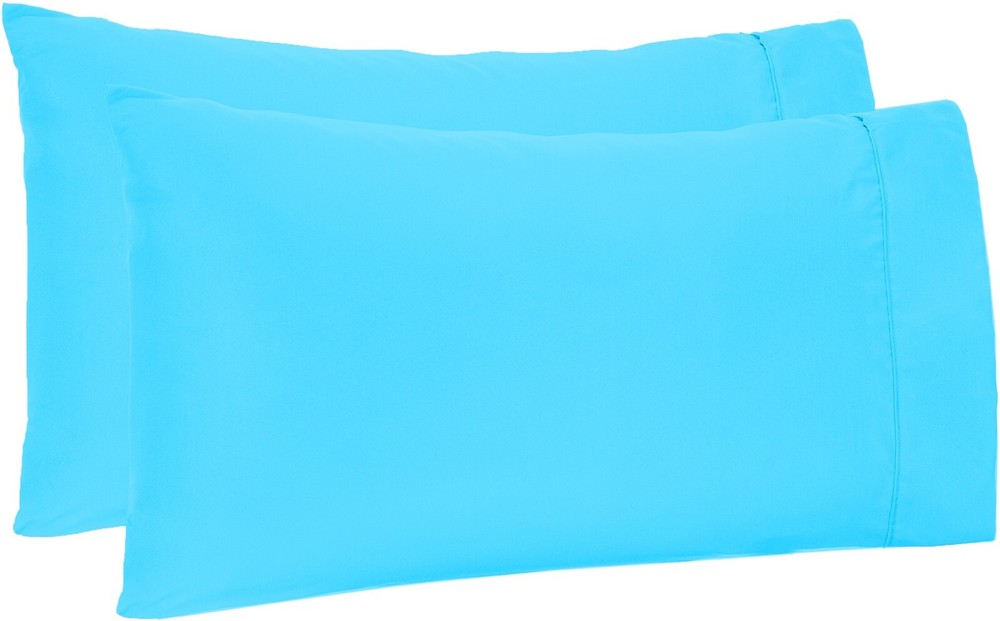4 PCs Pillow Case Set 600 TC Egyptian Cotton Aqua Blue Solid Queen Size