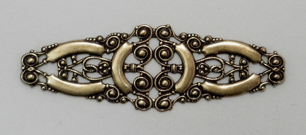 #4174 ANTIQUED GOLD OPEN FILIGREE BAR COMPONENT - 1 Pc Lot