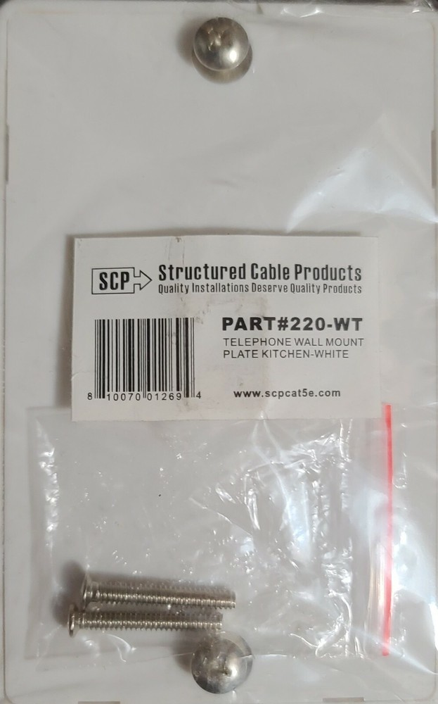 SCP TELEPHONE WALL MOUNTED PLATE- KITCHEN - WHITE- 220-WT