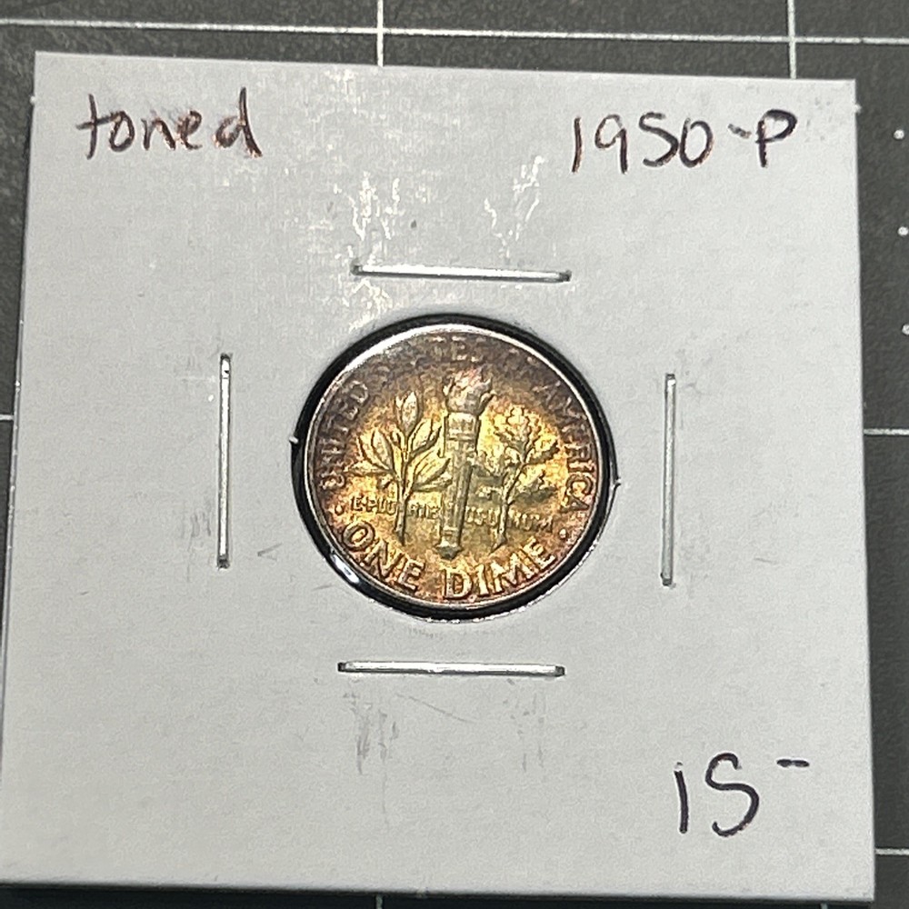 1950 Roosevelt Dime 90% Silver 10c Nice Toning