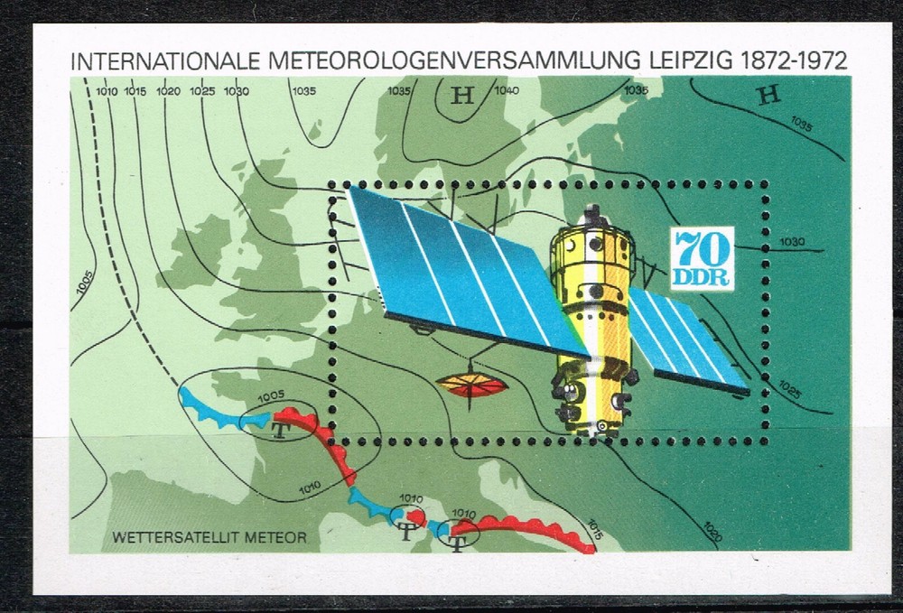 Germany DDR Space Wether Suttelite Souvenir Sheet 1972 MNH A-5a