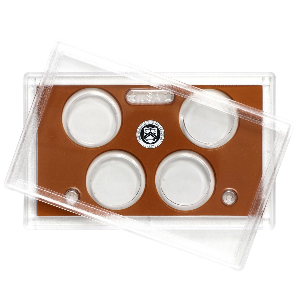 Empty Plastic Lens With Brown Insert Holds 4 Coins Small Dollar