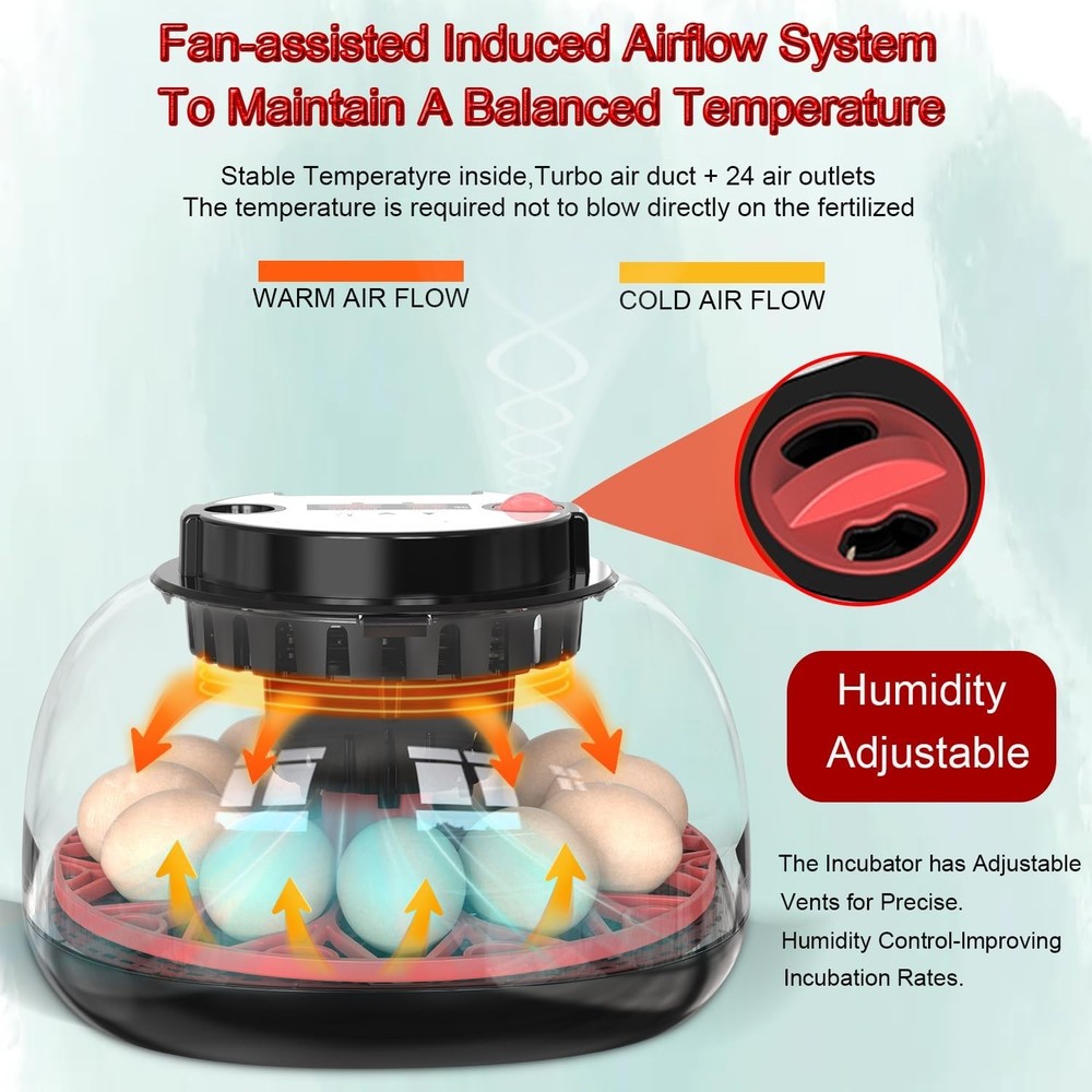 Incubators for Hatching Eggs, 12 Egg Incubator with Automatic Egg Turning and...