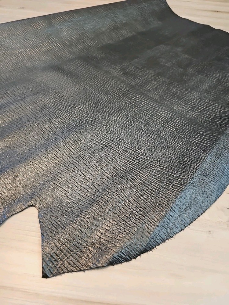 2-3oz METALLIC GRAPHITE S-SHOULDER LEATHER HIDE MEDIUM SOFT SHEET,PANEL 8-9+sqf