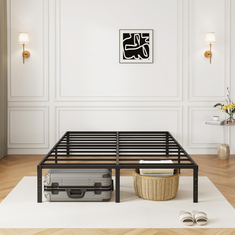 Bed Frame, Metal Platform Bed Frame No Box Spring Needed, Bed with Heavy Duty...
