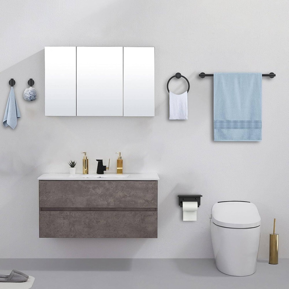Matte Black Bathroom Hardware Set 5-Piece Towel Bar