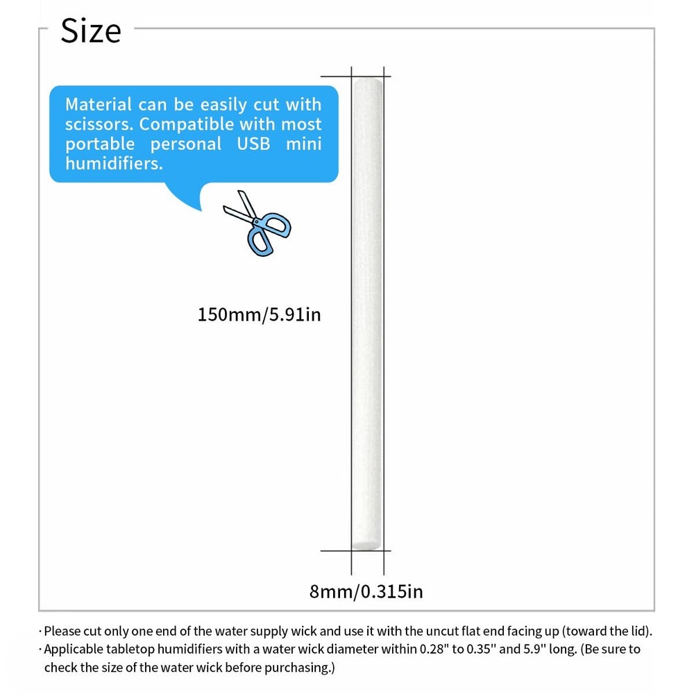 10 Pieces Humidifier Sticks Cotton Filter Refill White