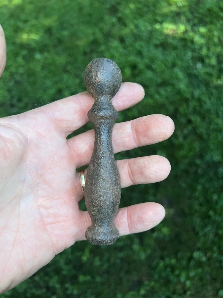 Old Cast Iron Fireplace Tool Handle Dig Up Pitted Brushed Up