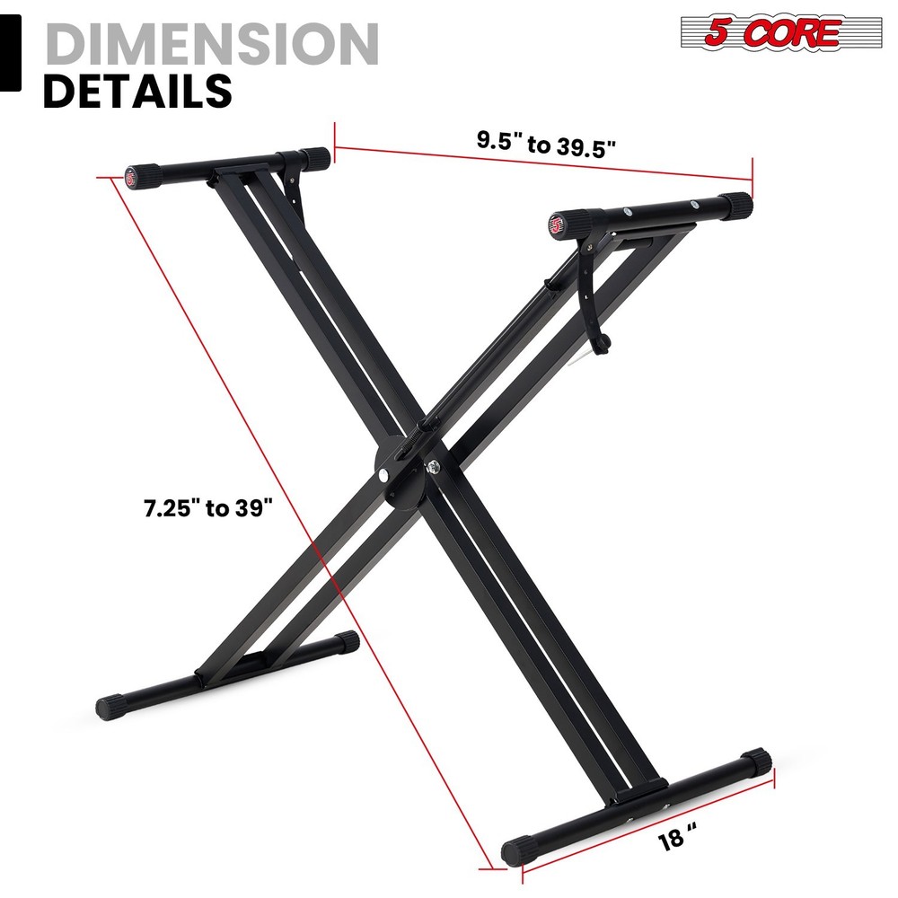 5Core Keyboard Stand Adjustable One Hand Trigger Quick Release Foldable Portable