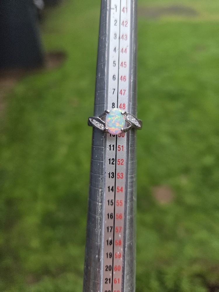 Sterling Silver Opal Ring 925 Size 5