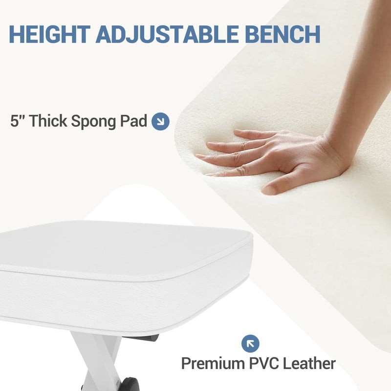 2 Pack Portable Adjustable Piano Bench, Folding Keyboard Stool