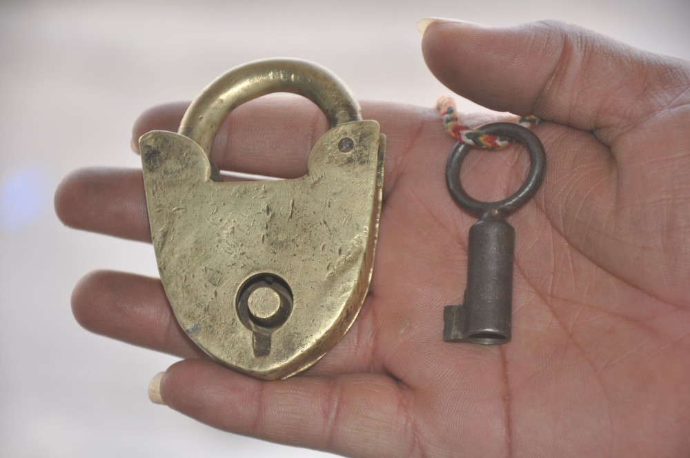 Vintage Unique Shape Brass Fine Handcrafted Unique Shape Padlock