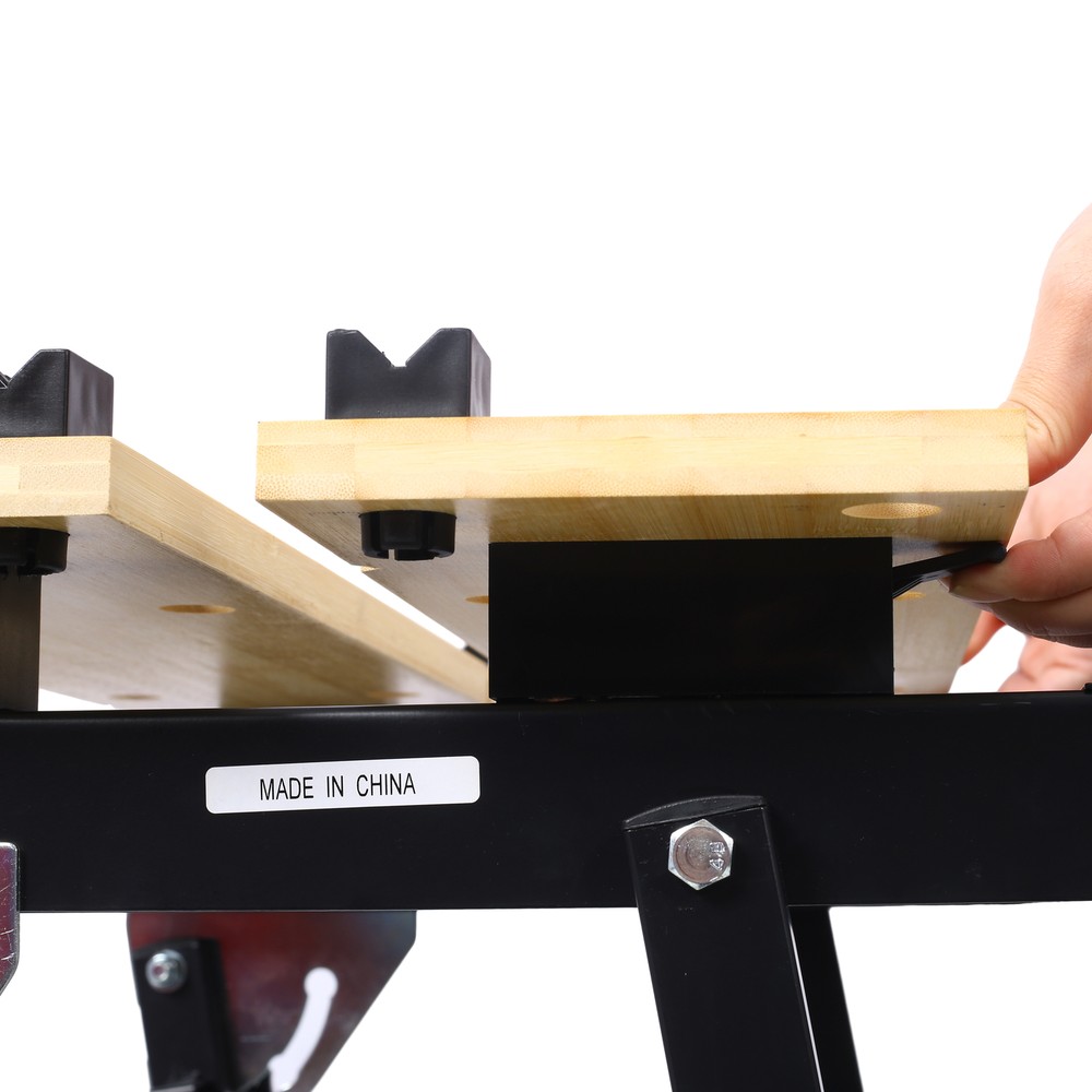 Foldable Workbench with Adjustable Jaws Vertical Clamping 4 Rotating Pins