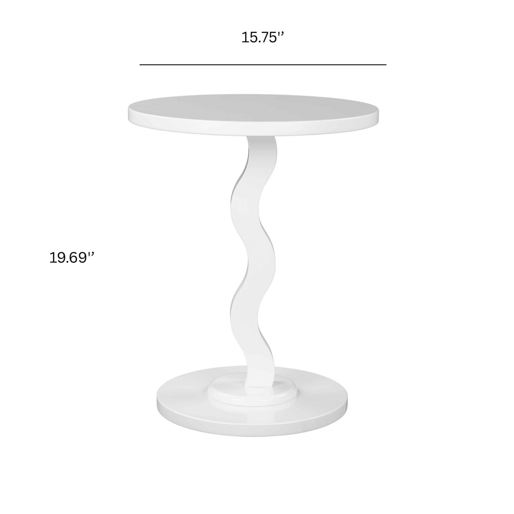 Wood Wavy Nightstand Side Table Brilliant White
