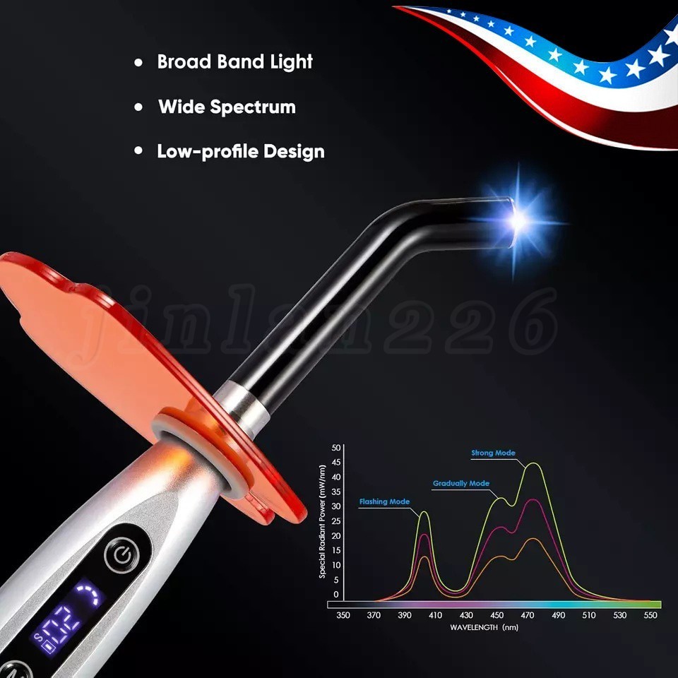 Dental Wireless Cordless LED Curing Light Lamp 2000mw / Guide Rod Tip 12mm