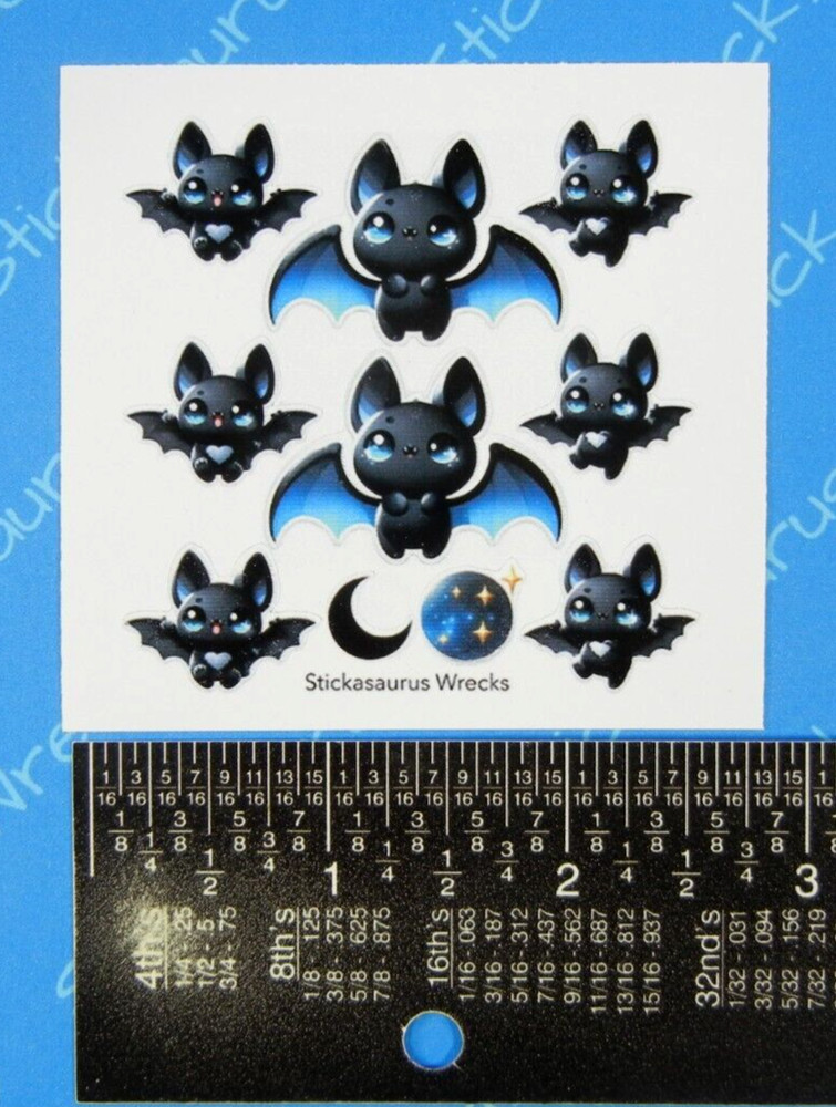 Halloween Bats Blue & Black Mini Sticker Sheet