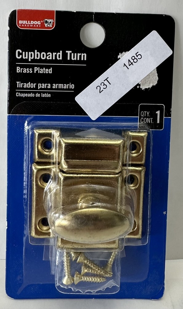 Cupboard Turn Lock Brass Plated BULLDOG