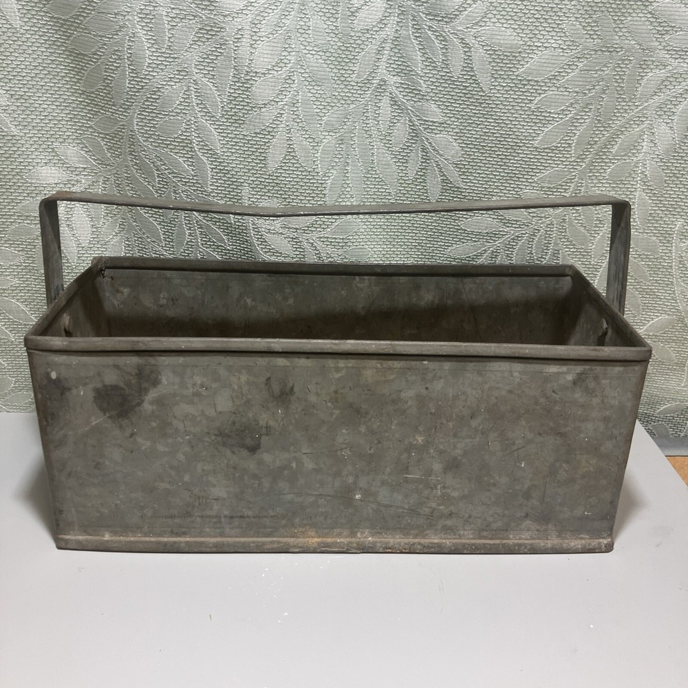 Vintage Metal Open Tool Box Long Handle Unbranded Decor
