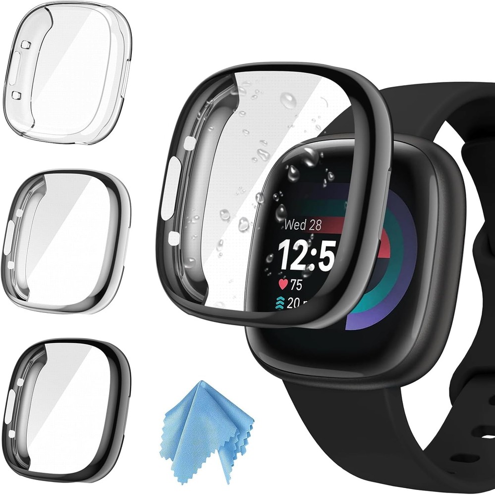 [3 Pack] Screen Protector Case for Fitbit Versa 4/ Sense 2 Full Protective Cover