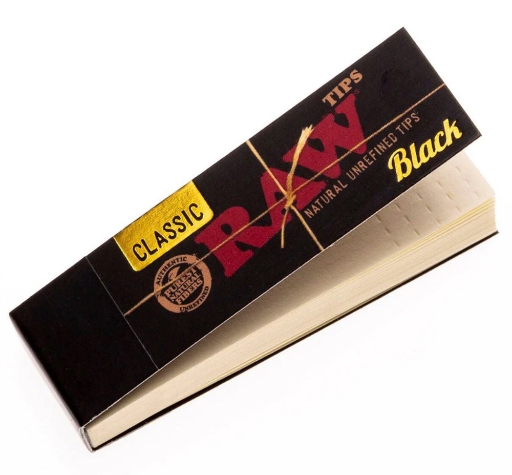 Authentic Raw Black Rolling Paper King Size Bundle, Roller+Papers+Tip+Tin