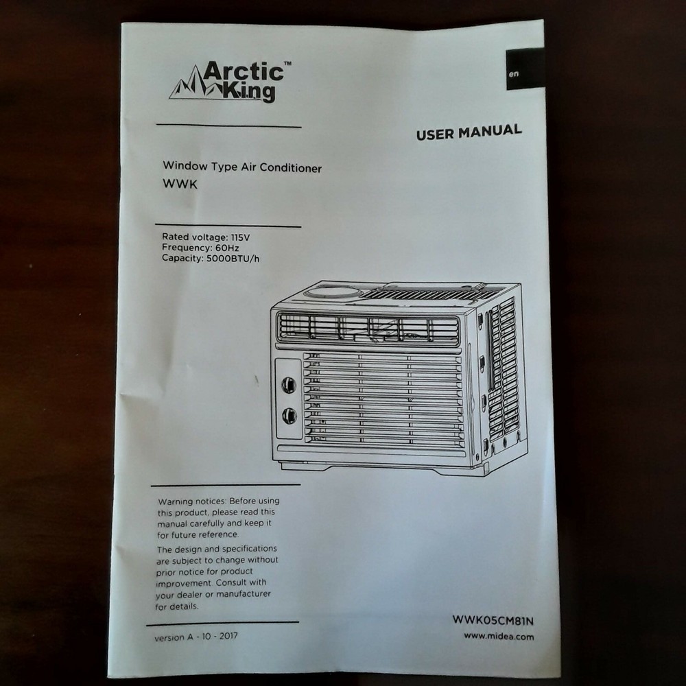 Arctic King Window Air Conditioner User Instruction Manual Version A-10-2017 WWK