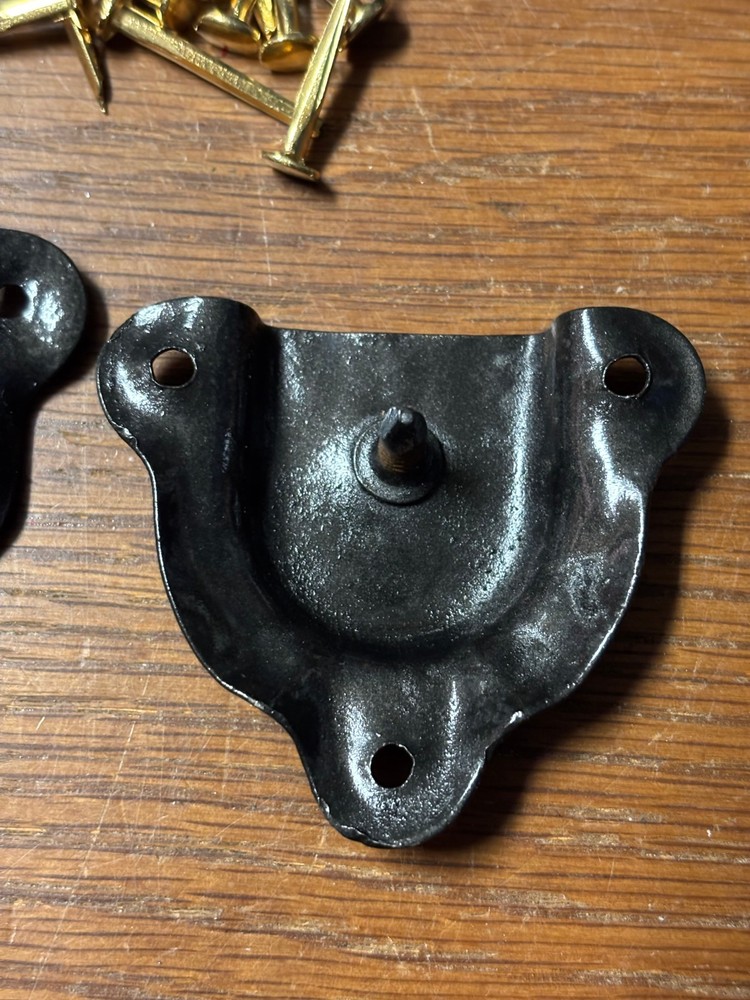 Trunk & Chest Hardware-4 Black original Leather Handle Retainers & Tacks
