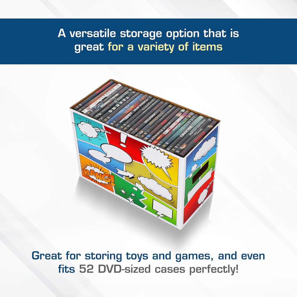 Pow! Comic Book Storage Short Box - 1 Pack | Color Comic-Inspired Artwork | Hol