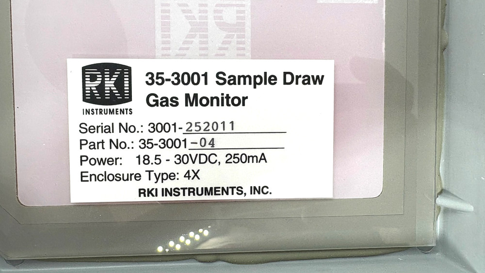 RKI 35-3001-04 Fixed Systems Gas Detector Sample Draw Sensor / Transmitter