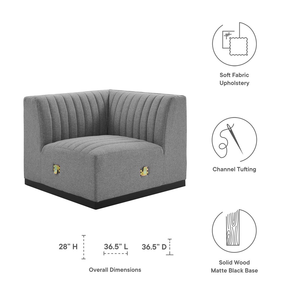 Modway Channel Tufted Upholstered Fabric Left Corner Chair