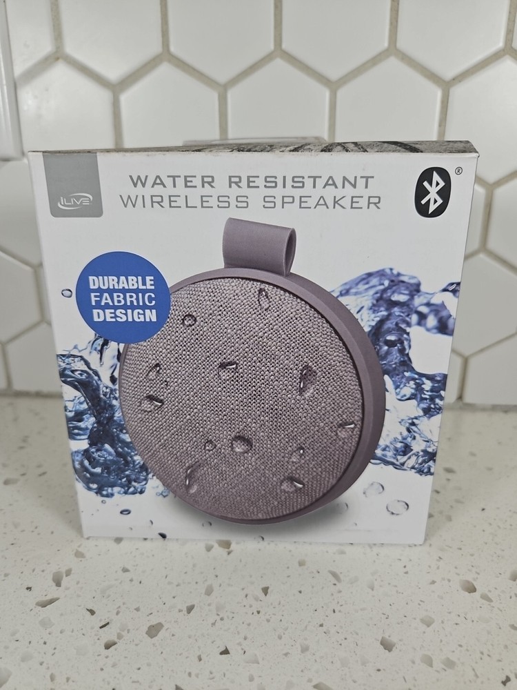 iLive Water Resistant Wireless Speaker Fabric Design ISBW8G Bluetooth