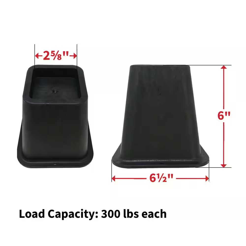 6 In. Black Bed Risers (4-Pack)