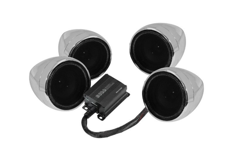 Boss Audio Systems Motorcycle Speaker Amp/ Bluetooth/ 3in Speakers Pair- Chrome
