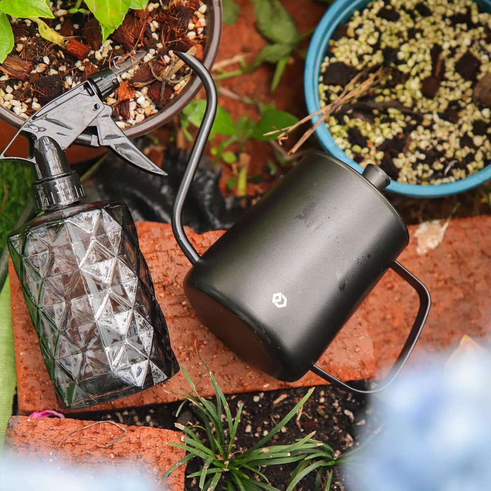 OFFIDIX Watering Can for Indoor Black + Grey Spray Bottle