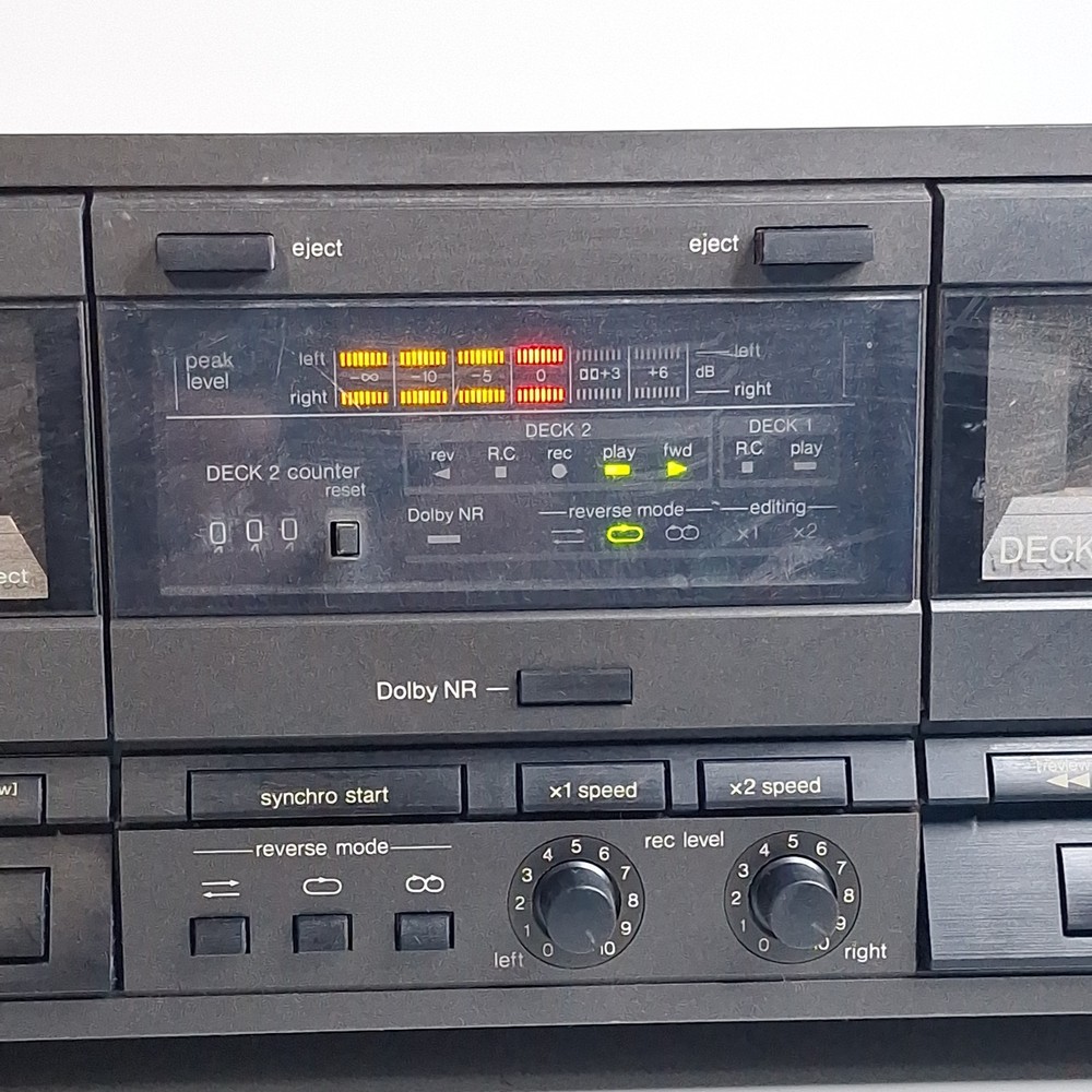 Technics RS-TR155 Auto Reverse Dual Cassette Deck Player Recorder READ TESTED