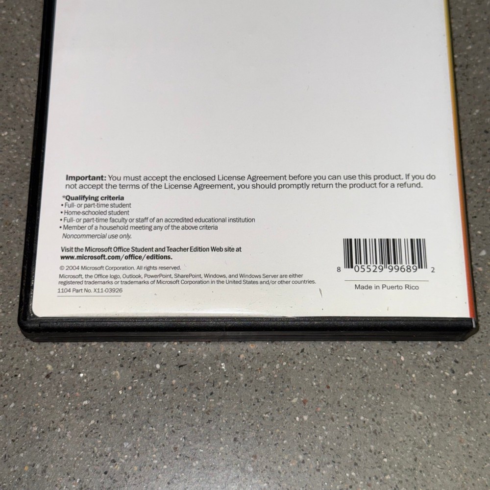 Microsoft Office Student & Teacher Edition 2003 + Disc & Key | XP/2000