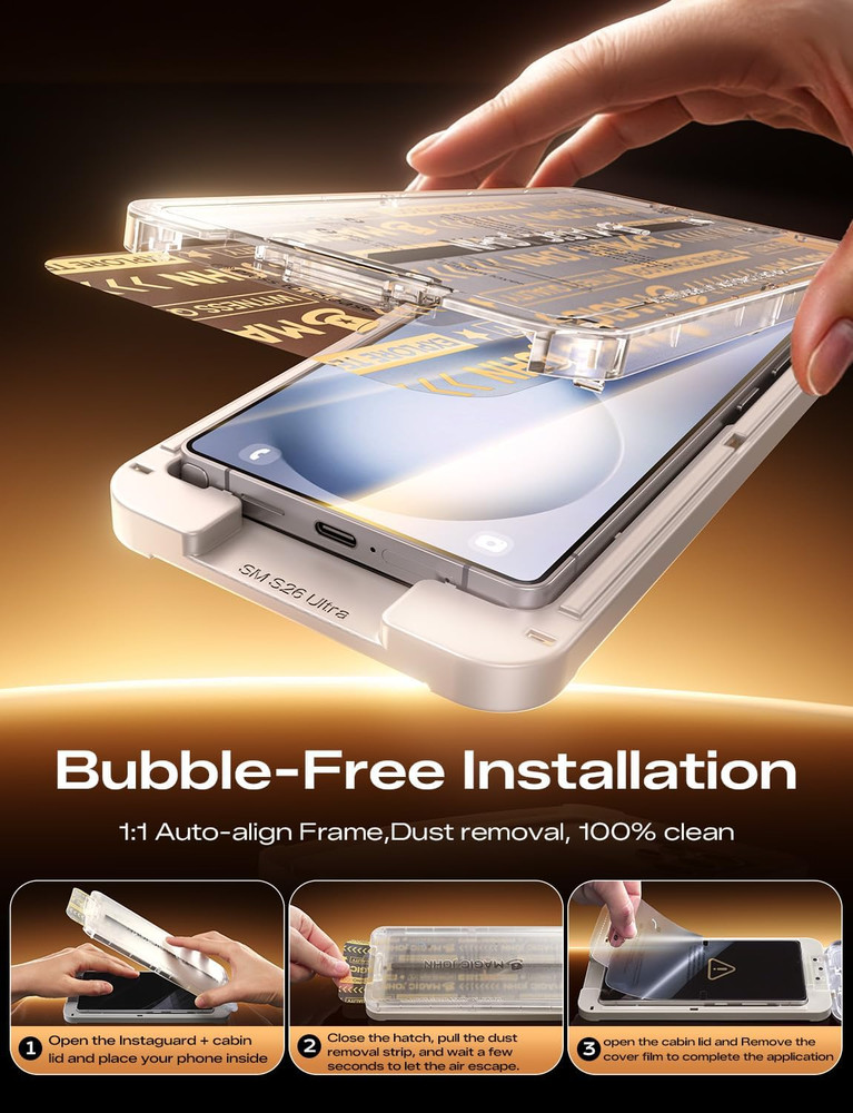 2PACK 3Rd Gen for Samsung Galaxy S26 Ultra Screen Protector, One-Pull Easy Insta