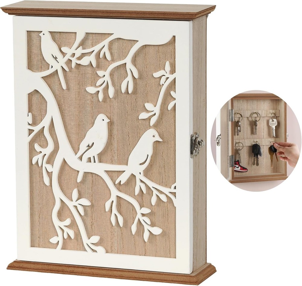 Key Holder for Wall Mount, Hooks Hanging Rack white
