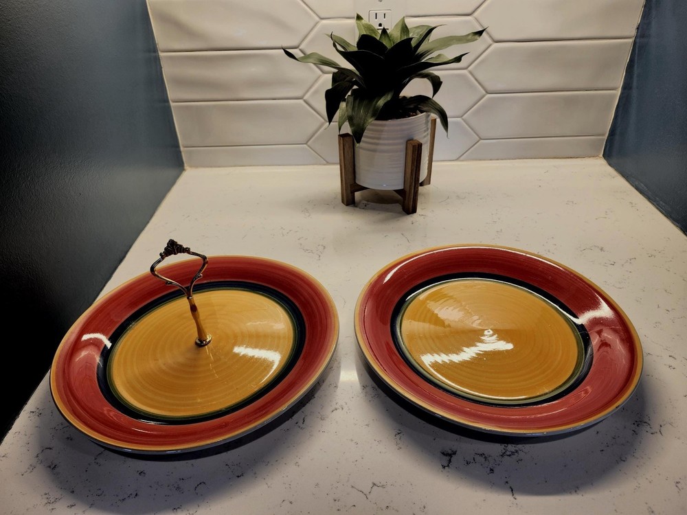 ROYAL NORFOLK Multi-Colored "MAMBO" Serving Plate Round 10-1/2"