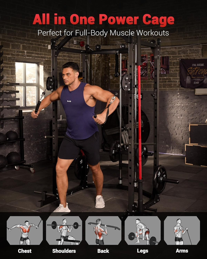 Power Cage, Multi-Functional Power Racks for Home Gym with Cable Crossover Syste