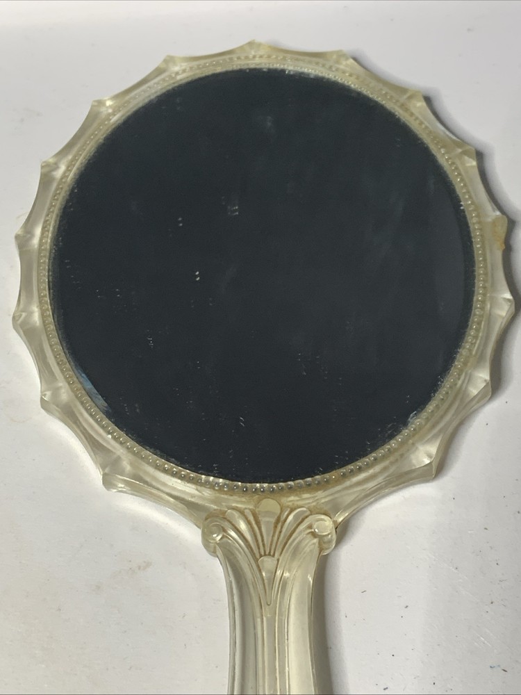 Vintage Mirror Handheld LUCITE Plastic VANITY Large (U)