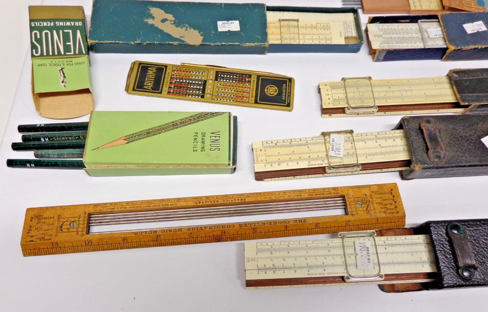 Vintage Lot of Drafting Slide Rules Plus