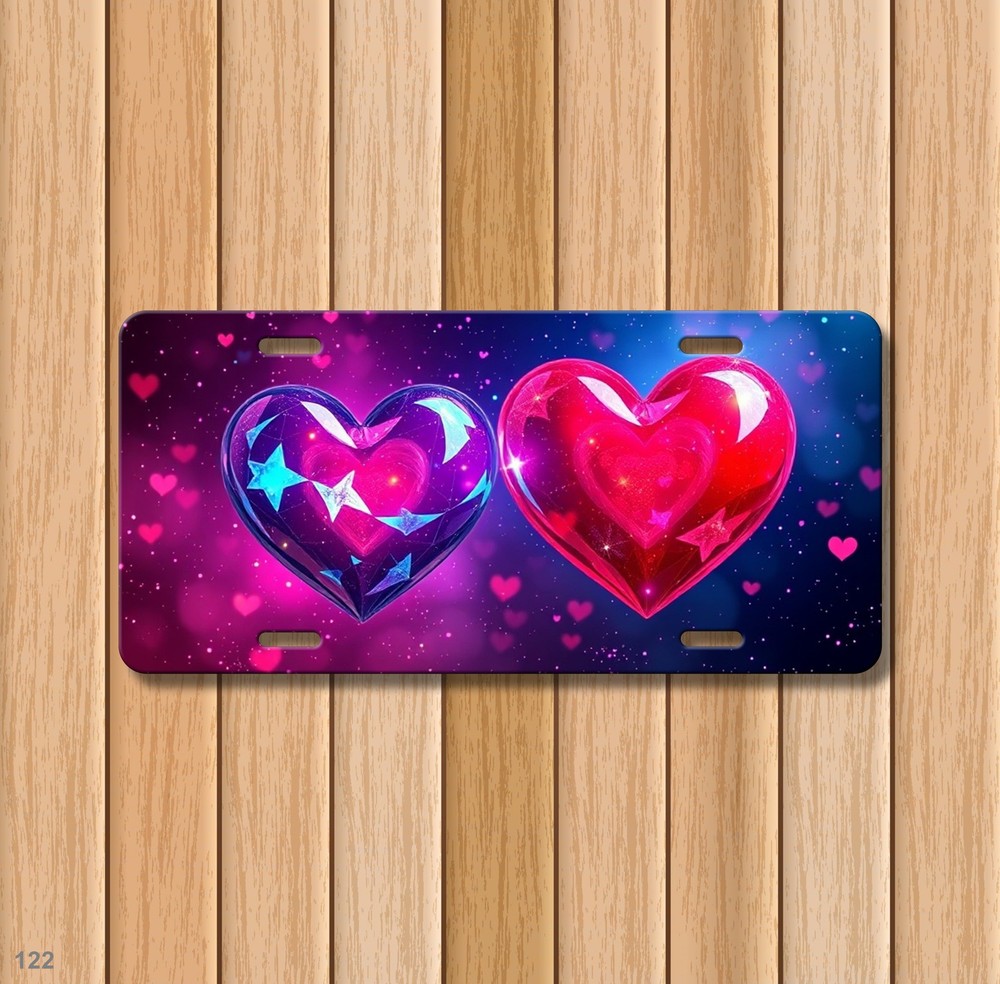 Romantic Hearts License Plate Personalized Auto Tag Gift Idea