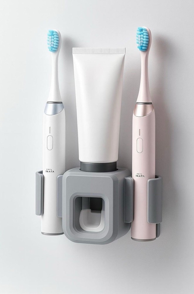 Wall Mounted Toothbrush Holder And Toothpaste Dispenser
