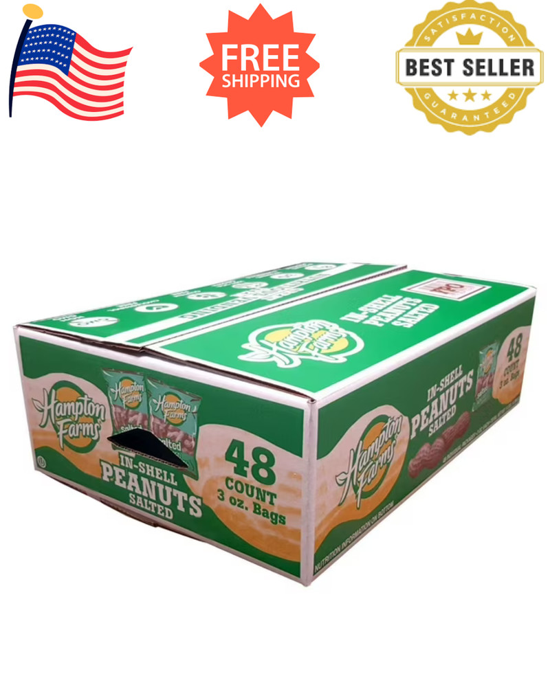 Hampton Farms In-Shell Peanuts, 3 oz., 48 ct.