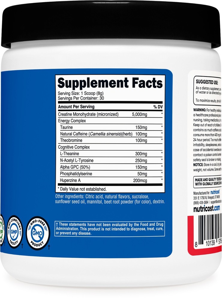 Nutricost Creatine + Energy 30 Servings (Fruit Punch Flavored)
