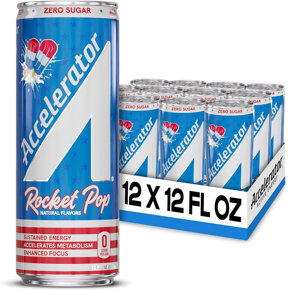 Energy Drink, Rocket Pop 12Oz Can (12 Pack), Zero Sugar, Sustained Energy from 1