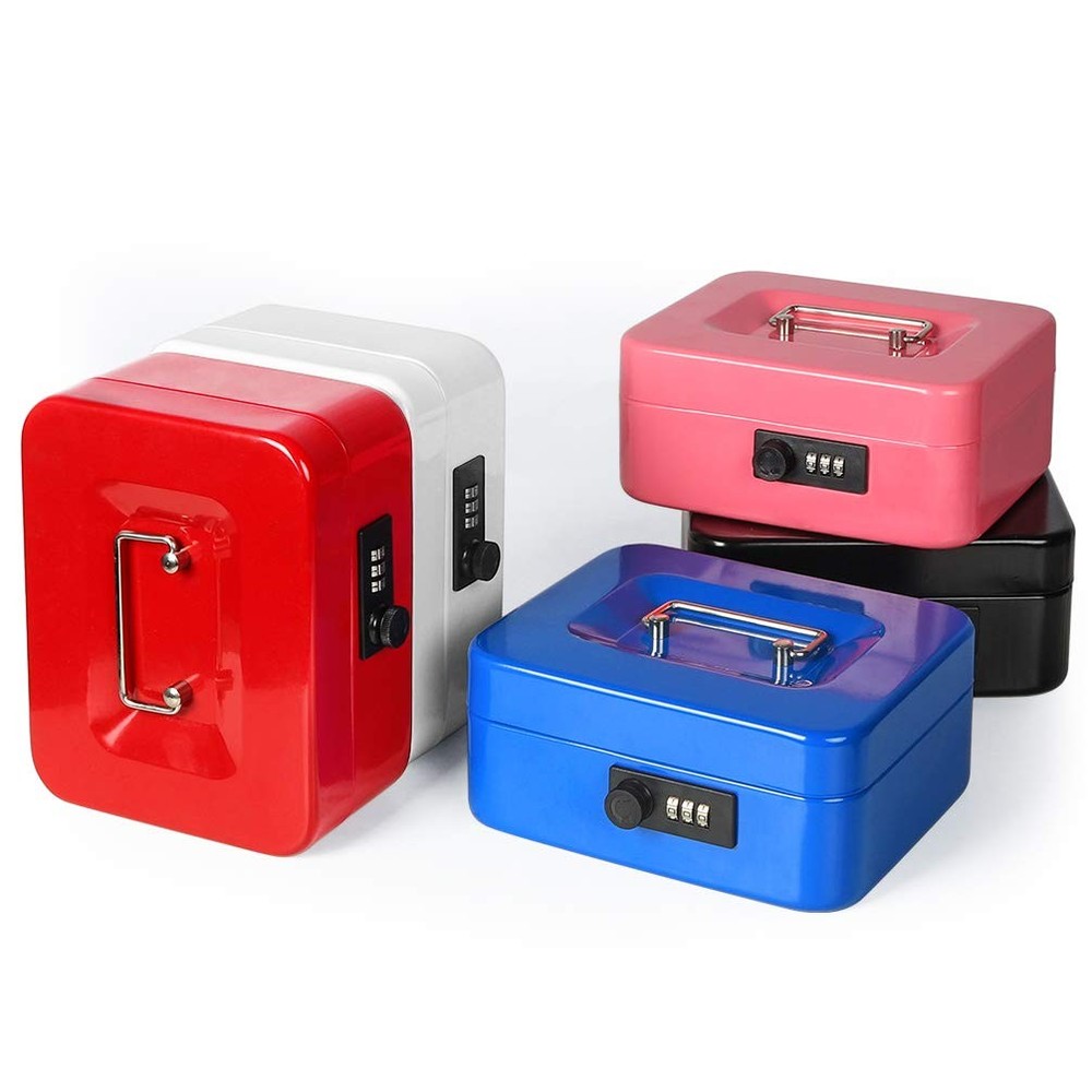 Secure Cash and Medication Lock Box with Combination Lock Compact Storage