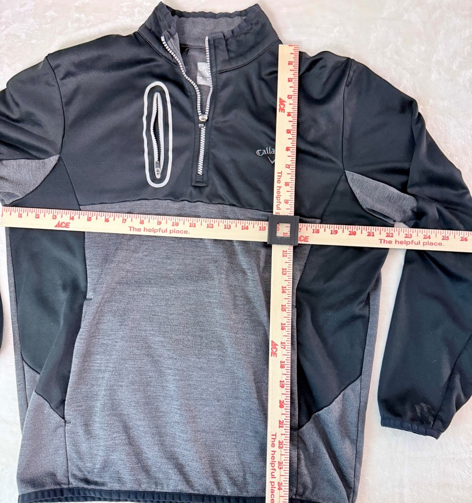 Callaway Mens Medium 1/4 Zip Pullover Golf Jacket Black Gray Athletic