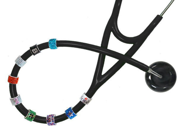 CharMED Stackable Stethoscope Bling Charms | Monogram Initials